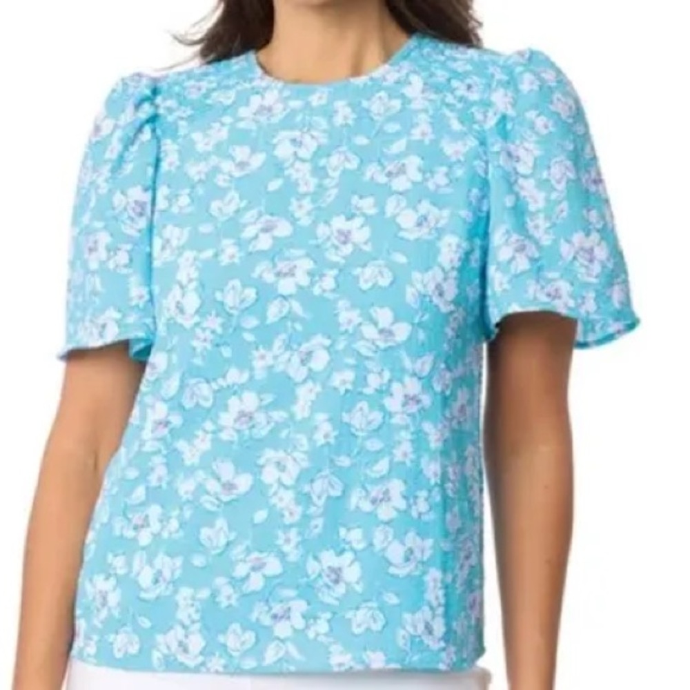 Draper James Light Blue Floral Blouse